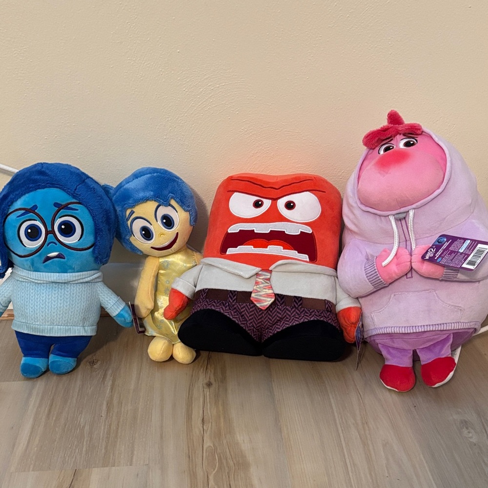 Inside Out Plush Toy Set - Blue, Yellow, Red, Pink